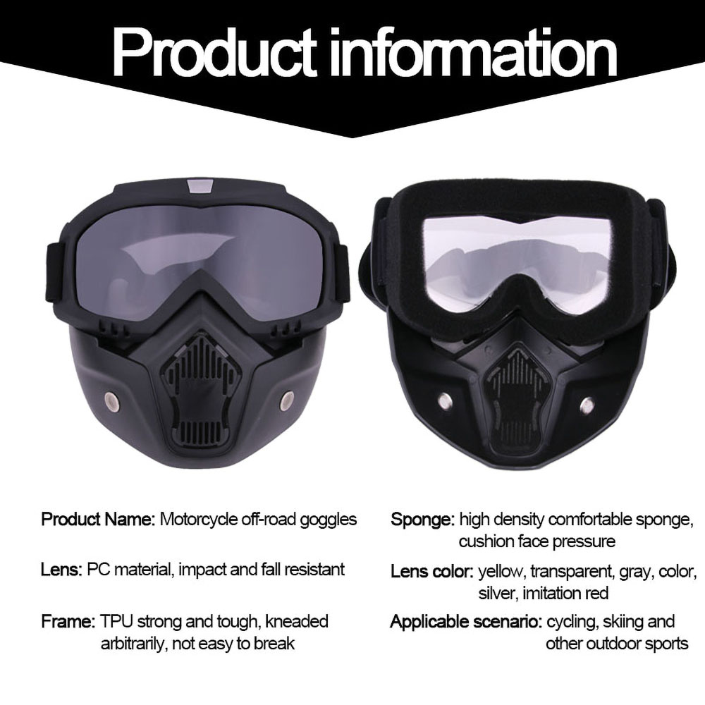 Ochronna maska motocyklowa Zdejmowana pełna twarz Taktyczny kask motocyklowy Gogle Jazda Motocross Okulary Moto Akcesoria