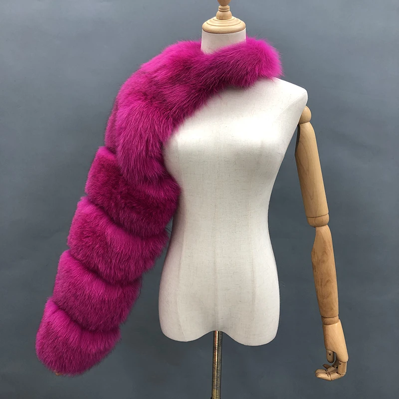 Pelz Ärmel Frauen Mode Luxus Echt fuchs Pelzmantel Einarm Neuankömmling