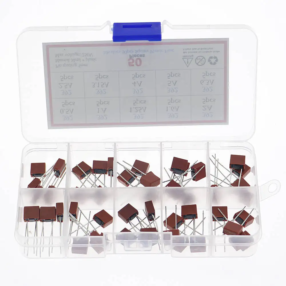 50Pcs/Box 10 Kinds x 5pcs 392 Square Fuse Plastic Electrical Assorted Fuse Mix Set 0.5A 1A 1.25A 1.6A 2A 2.5A 3.15A 4A 5A 6.3A