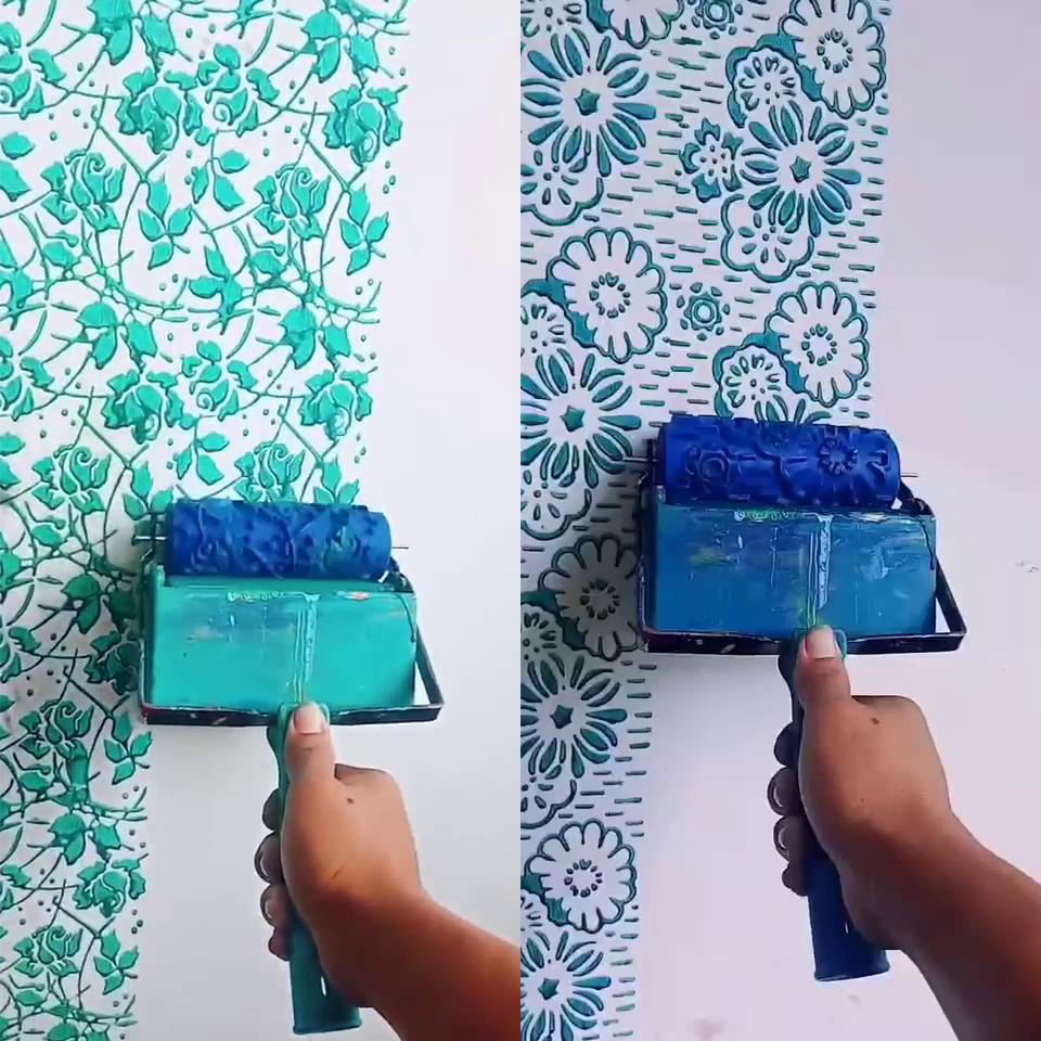 Машина для покраски с валиком и рисунком, настенные инструменты, 5 дюймов, резиновый валик, кисть, набор инструментов, 3D-обои с узором, машина для рисования декора комнаты