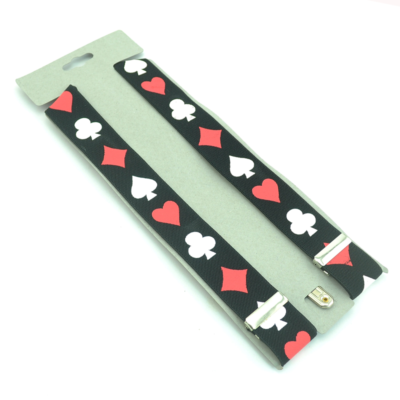 Bretels Voor Mannen Clip-On Bretels Elastische Jarretel Voor Broeken Broekhouder 3,5 Cm Riem Speelkaarten Poker Kaarten Bretels Gallus