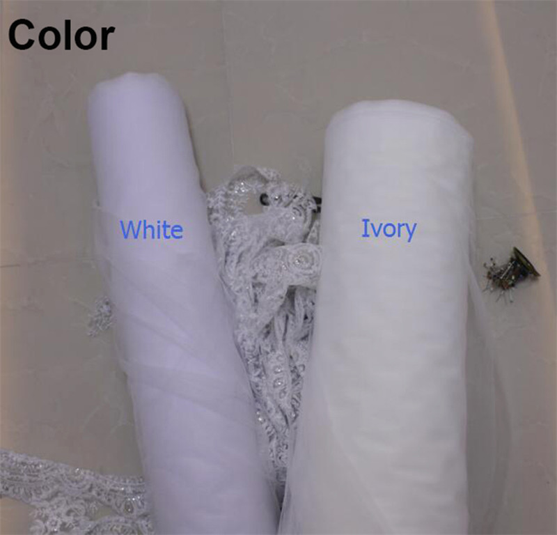 Véu de casamento longo de tule macio com pente, alta qualidade, liso, muito macio, branco, marfim, catedral, acessórios de casamento