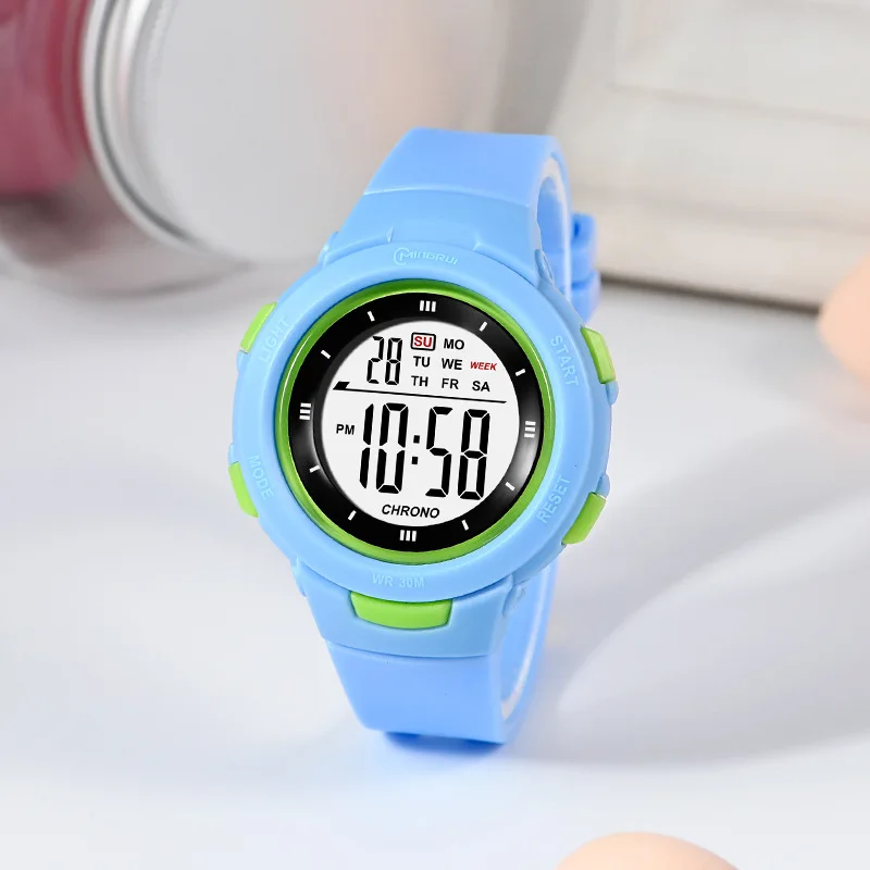 UTHAI CE49 reloj electrónico de moda para estudiantes, luminoso, resistente al agua, correa de PU, Pinhole