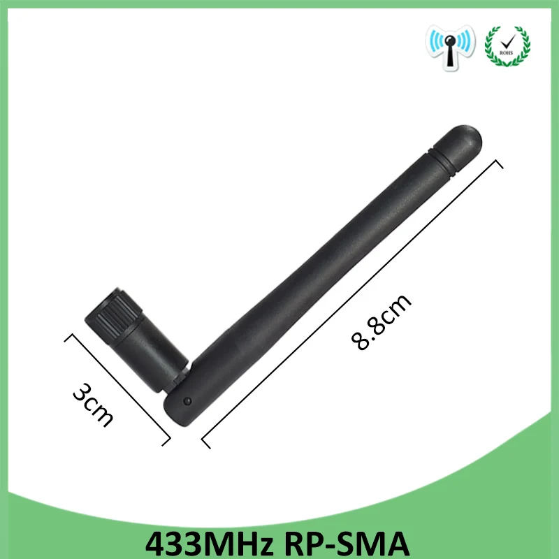 eoth 433 MHz Antenne 3dbi lora 433 MHz RP-SMA-Anschluss Gummi 433 m IOT Lorawan Antenne auf SMA-Stecker Verlängerungskabel Pigtail-Kabel