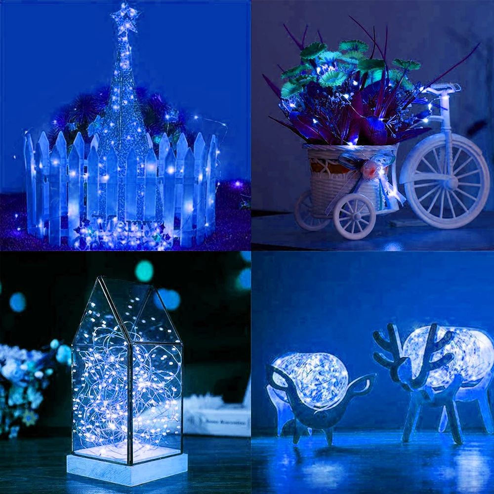 20 40LEDs ทองแดงลวดไฟ Fairy แบตเตอรี่ดําเนินการไฟ LED String งานแต่งงานในร่มตกแต่งคริสต์มาส Garland ไฟ