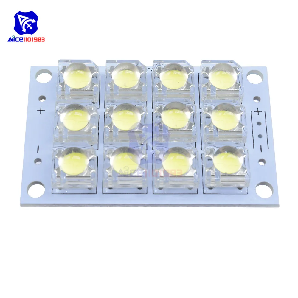 diymore DC 3V-5V 12 Bits LED Super Bright White Piranha LED Board LED Lights Lamp