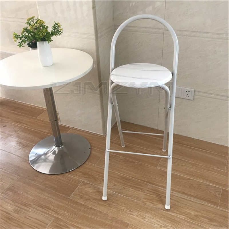 75cm Sitz Höhe Faltbare Hohe Hocker Stahl Bein Kaffee Bar Zähler Stuhl Arc Rückenlehne Bar Hocker Modernen Kommerziellen Möbel