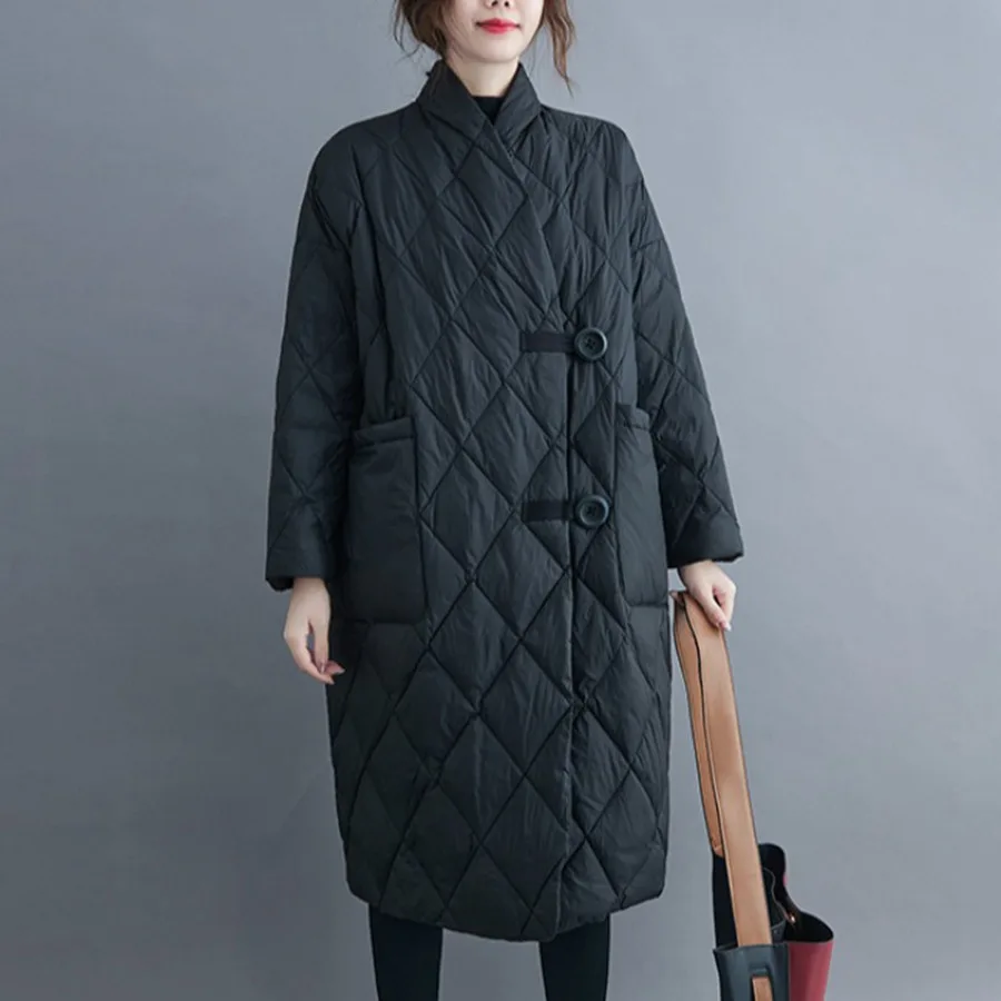 Plus ขนาด 8XL 120 กก.ผู้หญิงฤดูหนาวเสื้อแจ็คเก็ตยาว Warm Lady น้ําหนักเบาเสื้อขนาดใหญ่ปักเป้า Parkas Wadded ลงแจ็คเก็ต