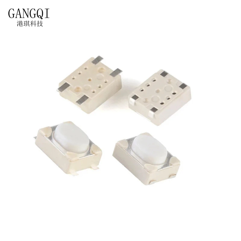 100PCS/LOT 3*4*2.5mm SMD Tact Switch 4 Pin Touch Micro Switch Push Button Switches 3x4x2.5H White Button Car Remote Key Button B