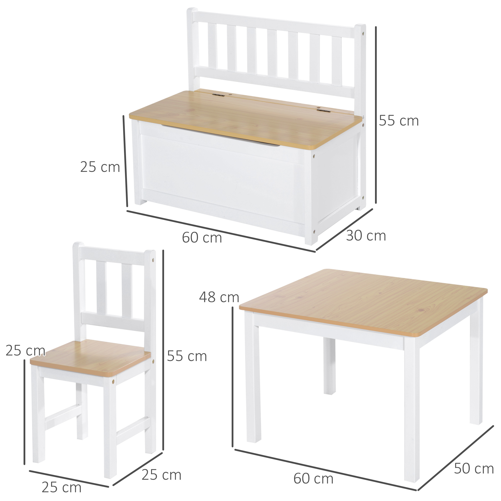 Homcom Tisch Set 2 hölzerne Kinder stühle und Bank mit Platz