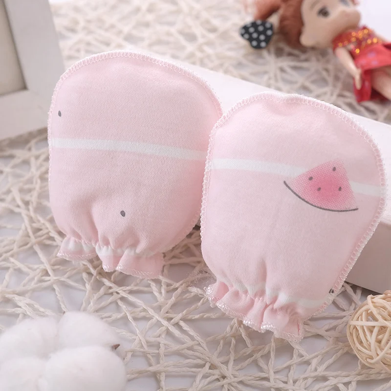 5 pares/lote bebê recém-nascido luvas de algodão dos desenhos animados macio meninos meninas luvas reutilizáveis 0-3m bebê menina menino cabeça luvas