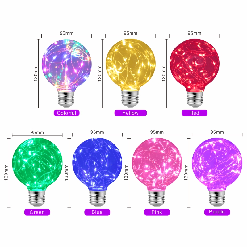 LED Edison String Nacht Glühbirne E27 110V 220V G95 Bunte Runde Globus Glas RGB Kupfer Draht Birne wohnkultur Urlaub Lampe