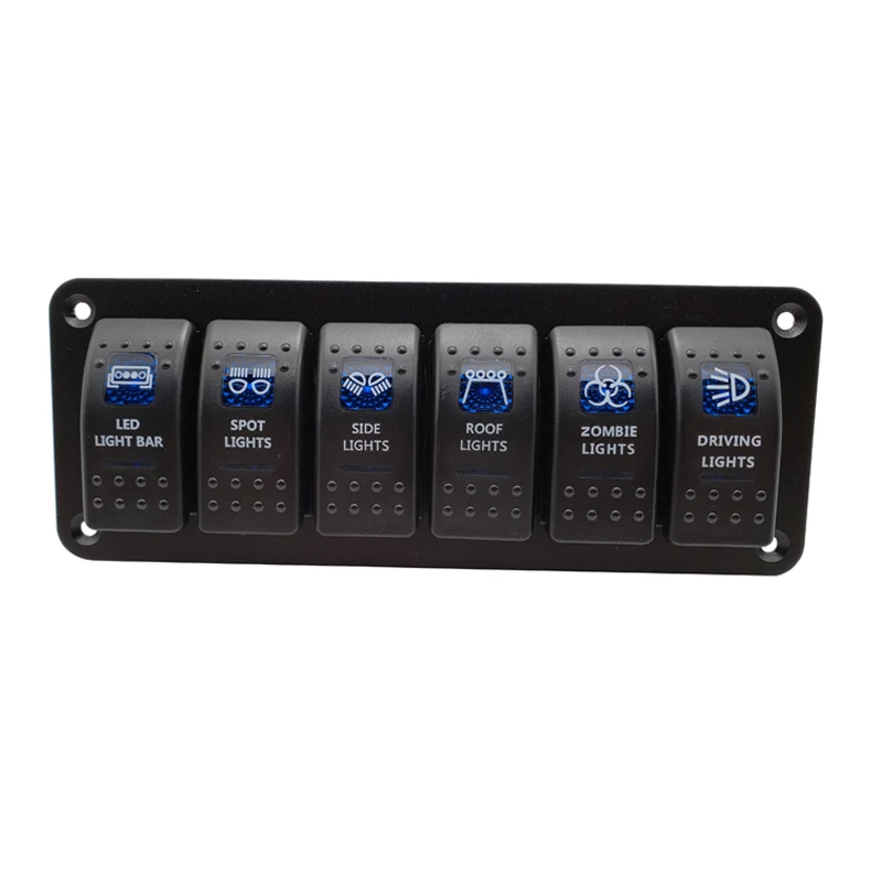 2 4 6 Panel de interruptor basculante de barco marino de doble LED para camión barco coche interruptor Panel encendedor zócalo interruptor