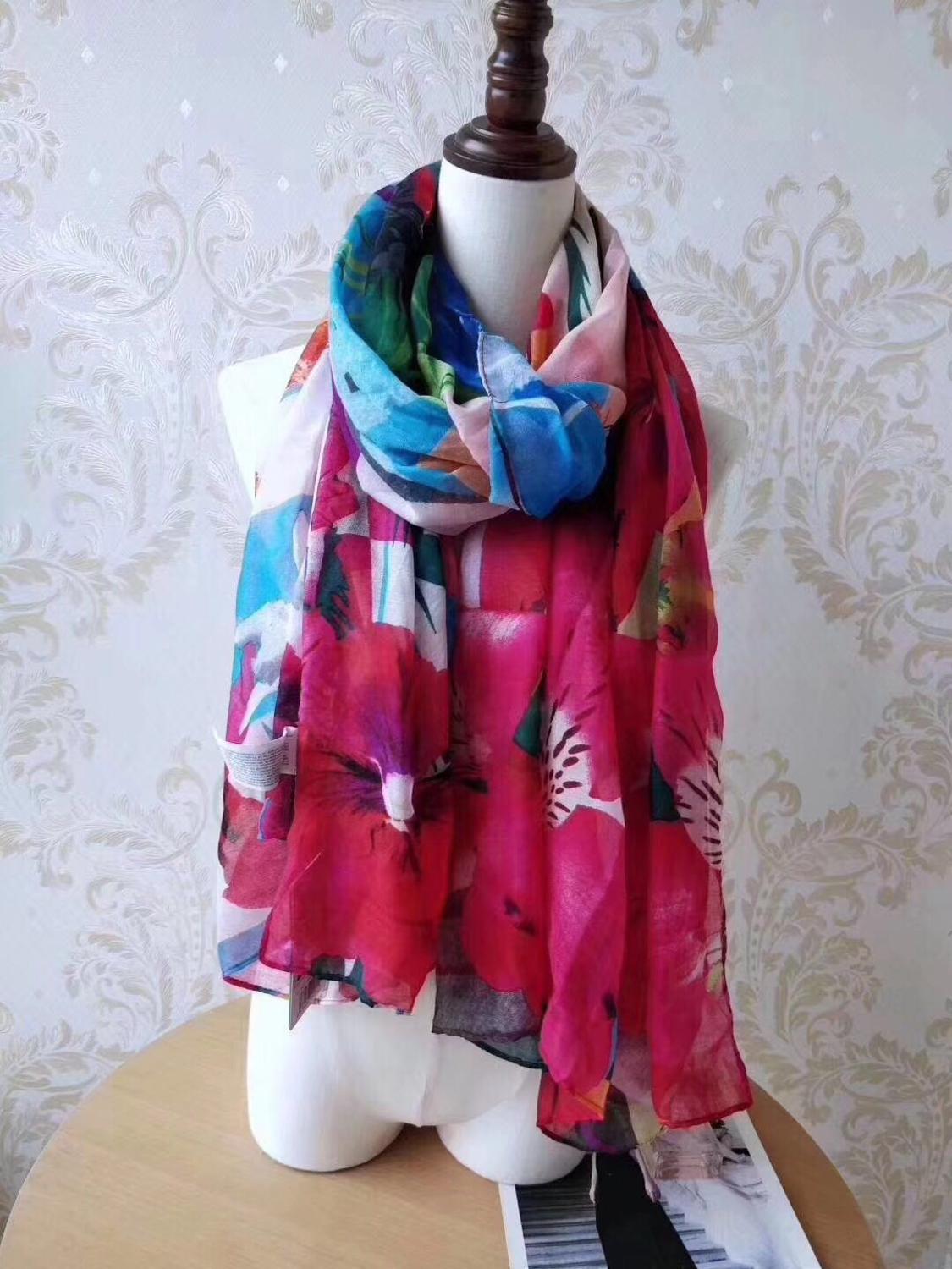 Bufanda de moda para mujer con dientes españoles, bordado de primavera y otoño, bufanda con decoración de flores de encaje