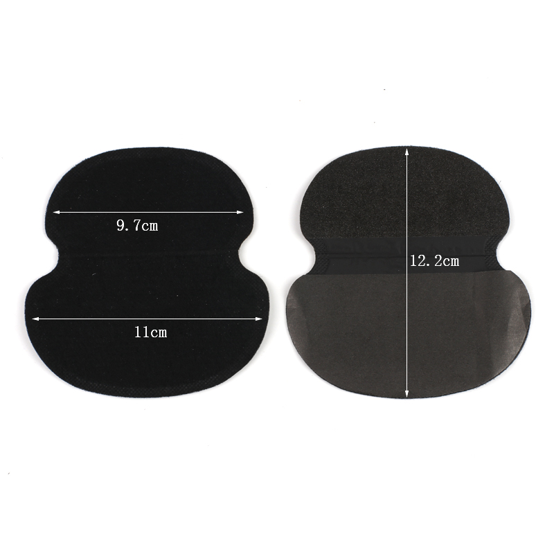 20 piezas (10 pares) almohadillas desechables para el sudor, pegatinas para axilas de verano, junta protectora absorbente de sudor de algodón negro