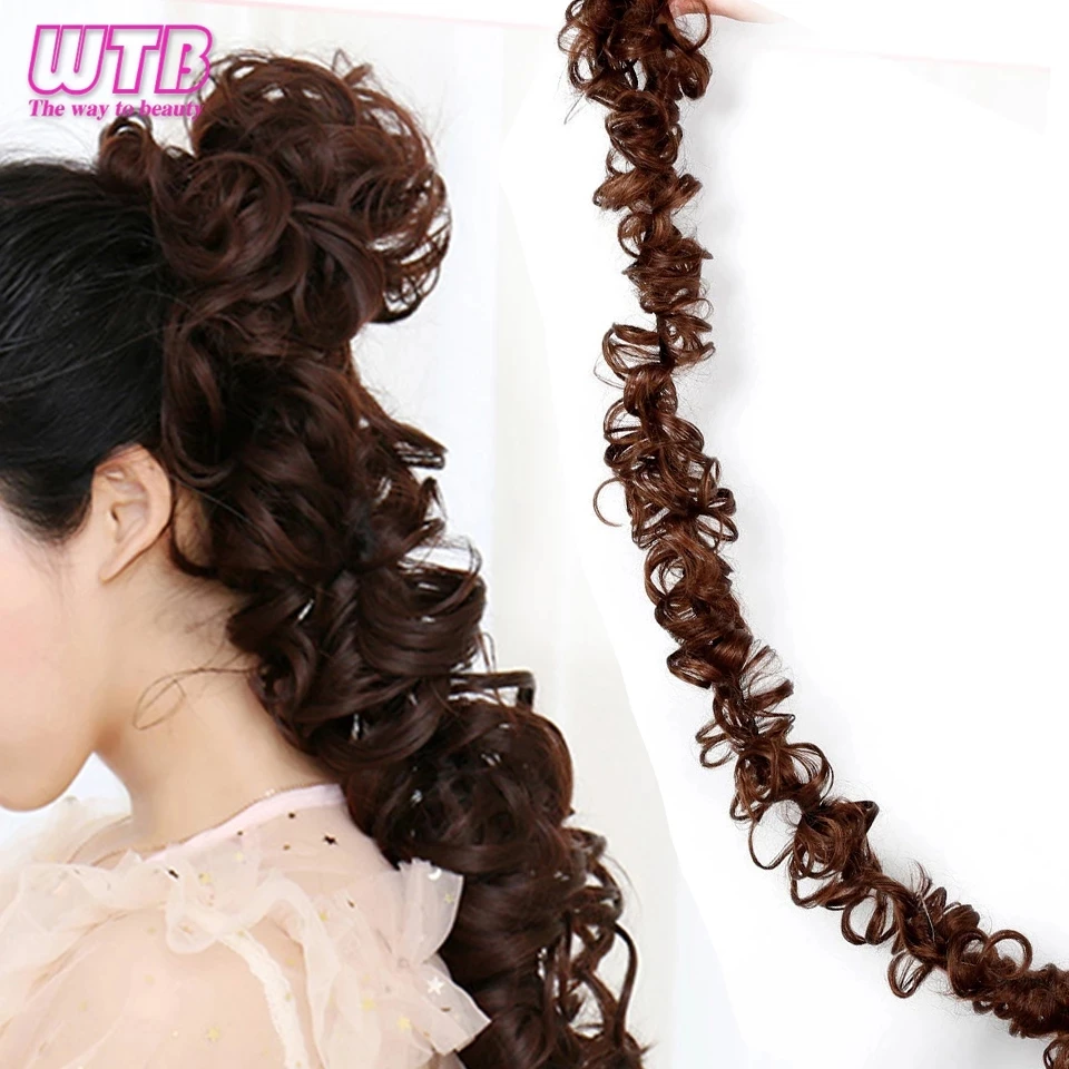 WTB Tổng Hợp Lộn Xộn Scrunchies Thun Tóc Nữ Dợn Sóng Tóc Búi Tóc Dài Chignon Nâu Đen Bánh Bộ Tóc Giả Dành Cho Nữ