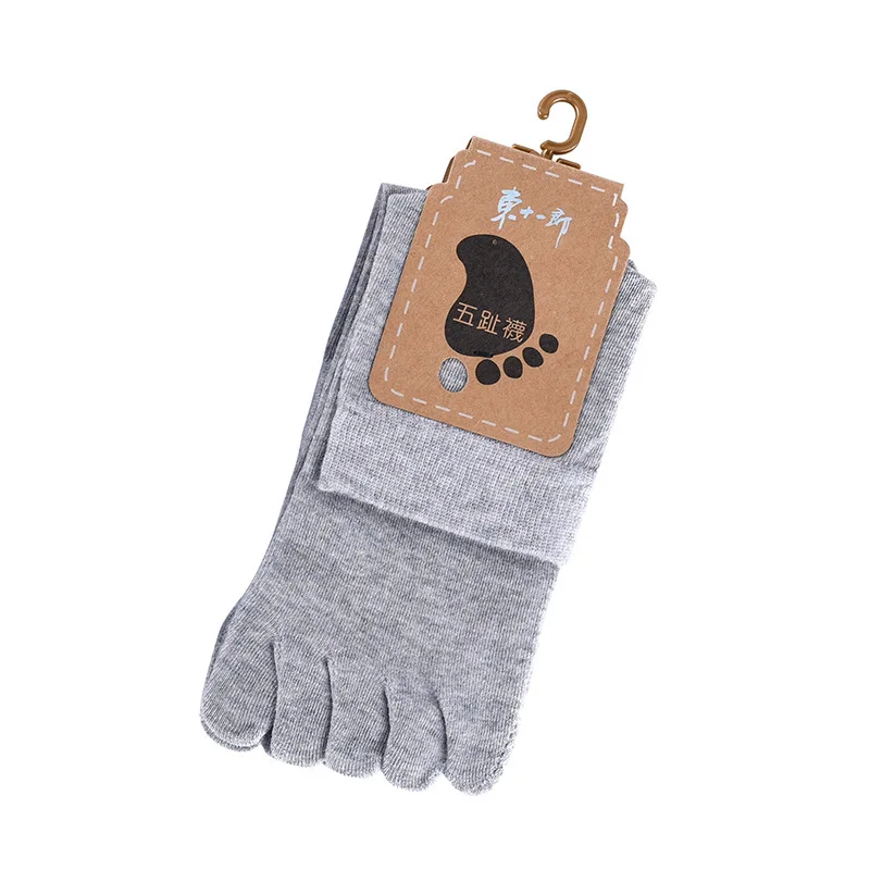 Calcetines con punta Unisex para hombre y mujer, calcetines con cinco dedos, calcetines de algodón transpirables, calcetines deportivos para correr, Color sólido, negro, blanco, gris, happy Soks