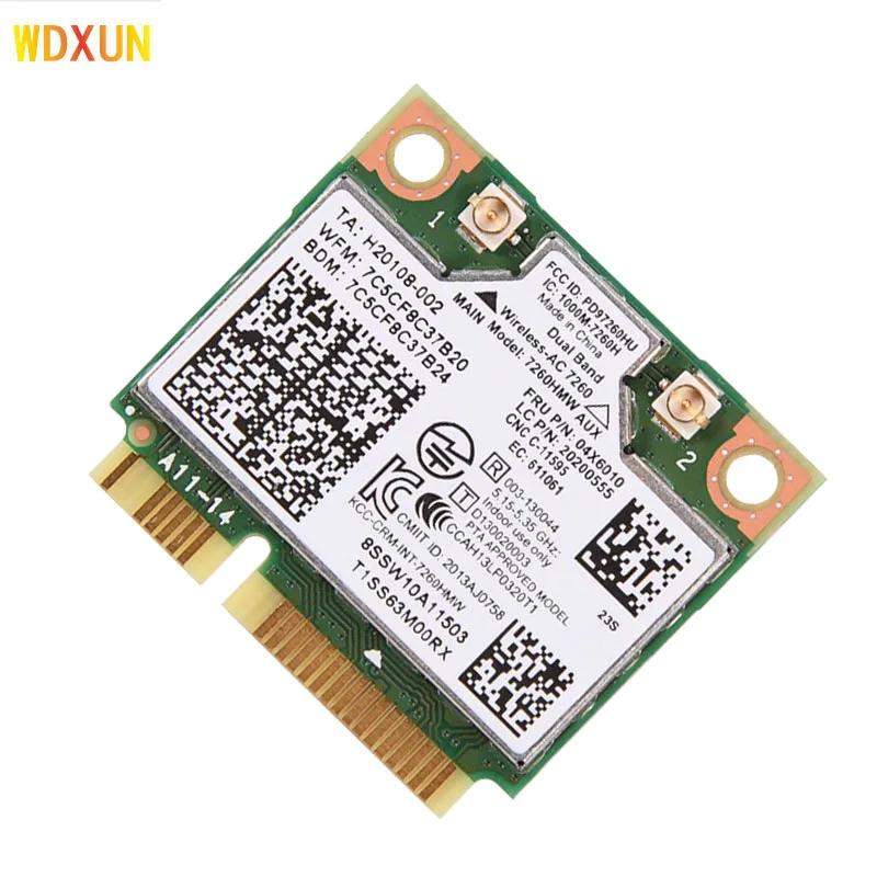 Không Dây Kép Intel 7260 7260ac 7260HMW 802.11ac Mini PCI-E Wifi BT4.0 Thẻ 867M Cho Lenovo IBM Thinkpad 04X6090 04X6010