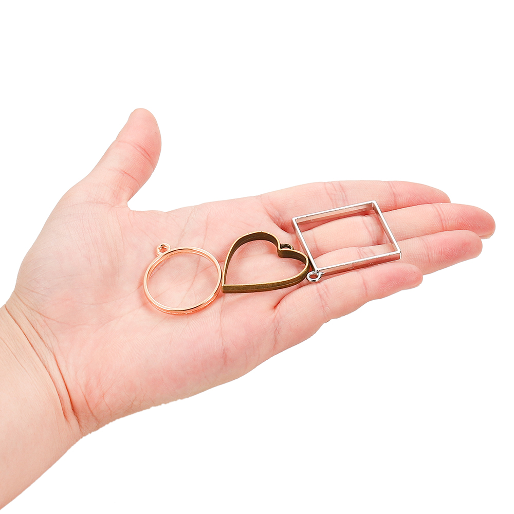 11-22Pcs Metal Geometric Hollow Frame Bezel Border Molds UV Epoxy Resin Molds For DIY Jewelry Making Findings Round Pendants