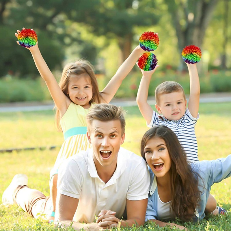 Decompression Rainbow Sandbag Ball Hairy ยางซิลิโคนสนุกยืดหยุ่น Elf เด็กผู้ใหญ่ Sensory เกมของเล่นของขวัญปาล์มสมบัติ