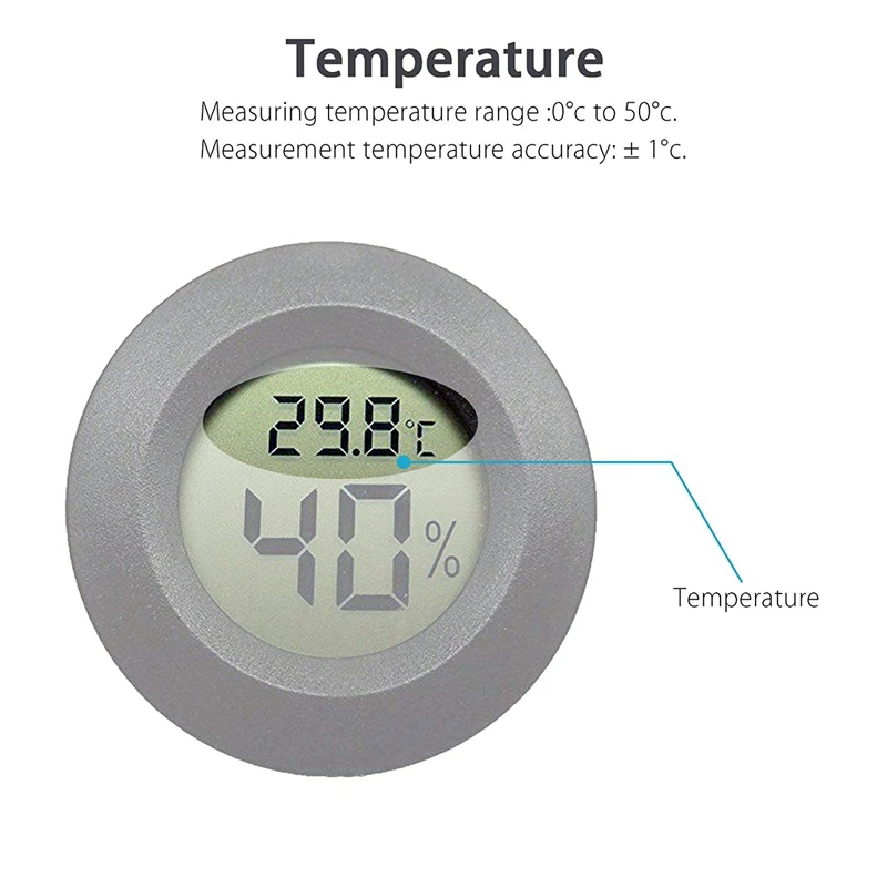 Bộ 5 Nhiệt Ẩm Kế Nhiệt Kế Màn Hình LCD Kỹ Thuật Số Đồng Hồ Đo Độ Ẩm Đo Cho Ẩm Máy Hút Ẩm Gre