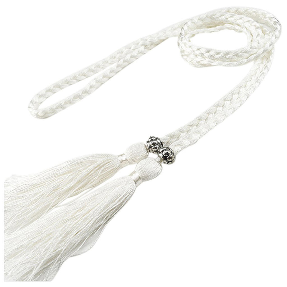 Cinturón de cintura para mujer, cuerda de estilo chino, borla tejida trenzada, cinturón fino, pretina decorada con nudo femenino, cinturones negros sólidos informales