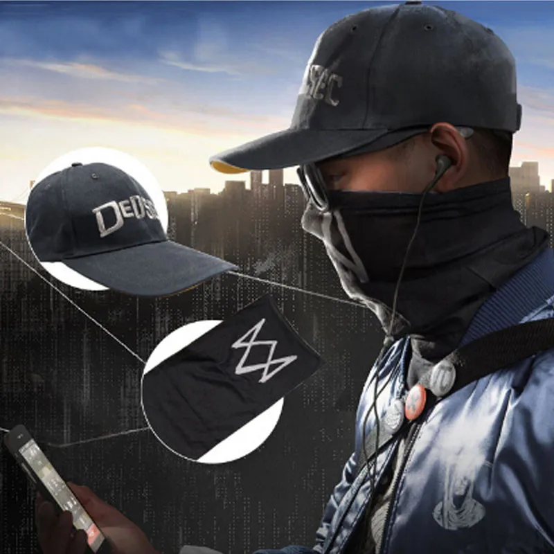 นาฬิกาสุนัข Aiden Pearce หน้ากากครึ่งหน้า Windproof คออุ่นเกมคอสเพลย์ผ้าพันคอเครื่องแต่งกาย Cos ปาร์ตี้หน้ากากฮาโลวีน Drop Shipping