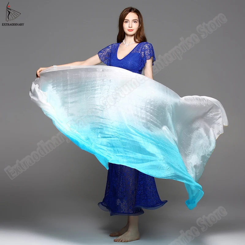 Múa Bụng Khăn Choàng Lụa Mạng Che Mặt Múa Bụng Che Khăn Choàng Nữ Nhẹ Tay Ném Khăn Quàng Khăn Choàng Gradient Lụa Vân Vũ Hiệu Suất