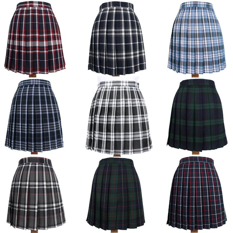 Japanische Schulkleider, karierter Faltenrock, Student, Cosplay, Anime, Mini-Gitterrock, JK-Uniformen, Matrosenanzug, kurze Röcke für Mädchen