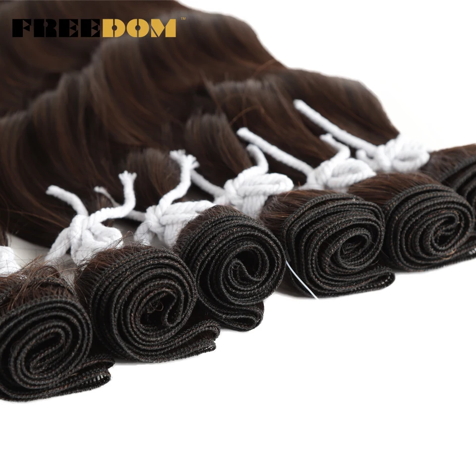 Tự Do Tự Nhiên Sóng Bó Tóc Tổng Hợp Phần Mở Rộng Ombre Mái Tóc Vàng Dệt Lưng 6 Cái/gói 20 Inch Chịu Nhiệt Sợi