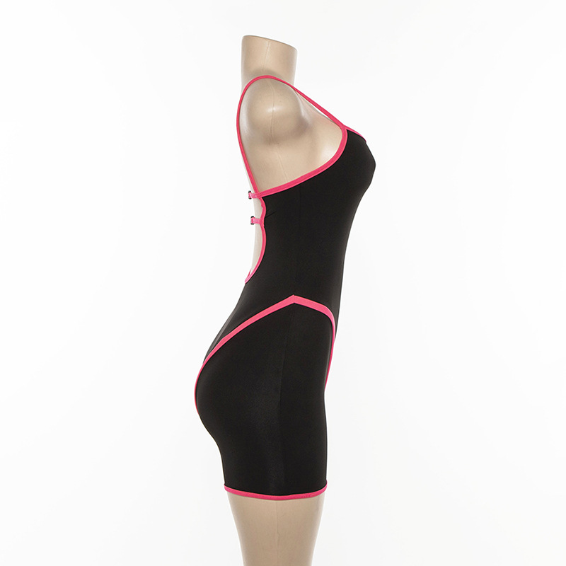 BKLD 女性パッチワークスパゲッティストラップロンパースやジャンプスーツ 2019 夏クラブウェアセクシーな背中レディースボディコンロンパース