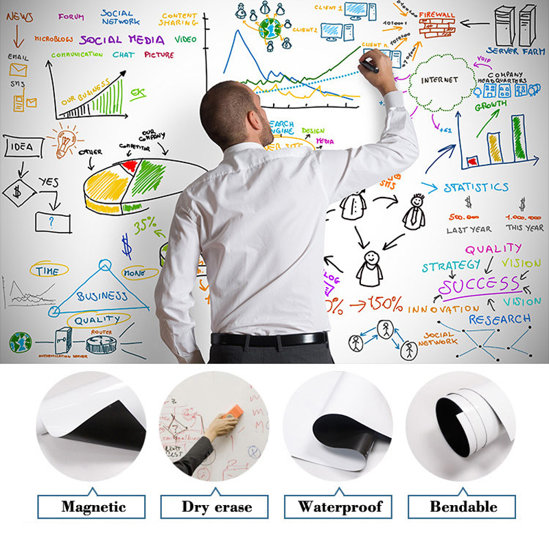 Soft Magnetic Whiteboard Sticker Kitchen Menu Home Office School Dry Erase Calendar Bulletin Message Board