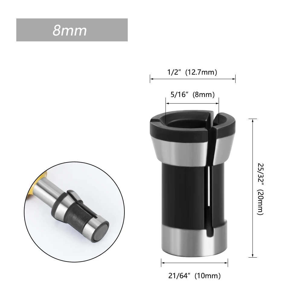 LAVIE 1 PC 3PCS ชุด Collets 6.35 มม.8 มม.6 มม.COLLET Chuck แกะสลักเครื่องตัดไฟฟ้า Router เครื่องตัดอุปกรณ์เสริม
