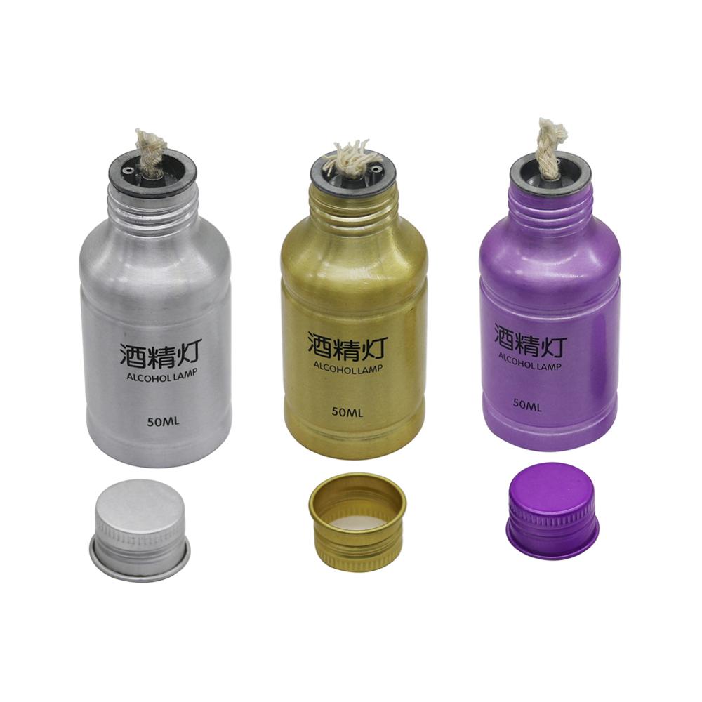 50ML เคมีแอลกอฮอล์ Burner โคมไฟอลูมิเนียมแบบพกพาโคมไฟแอลกอฮอล์15ซม.Wick Laborotary ความร้อนอุปกรณ์อุปกรณ์การสอน