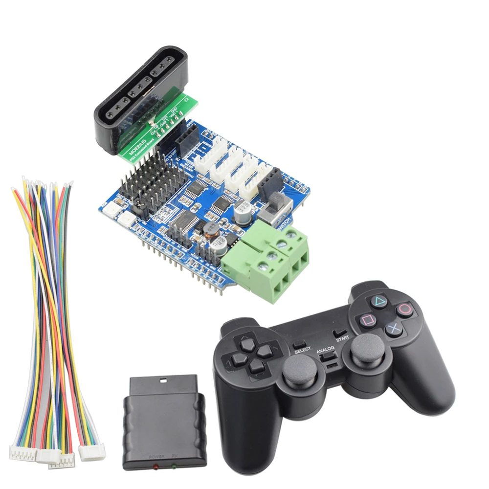 Tay Cầm Chơi Game Không Dây Cho PS2 Bộ Điều Khiển + 4 Kênh Động Cơ ĐIỀU KHIỂN Servo Mở Rộng Ban Cho Arduino UNO R3 Mecanum Bánh Xe Robot