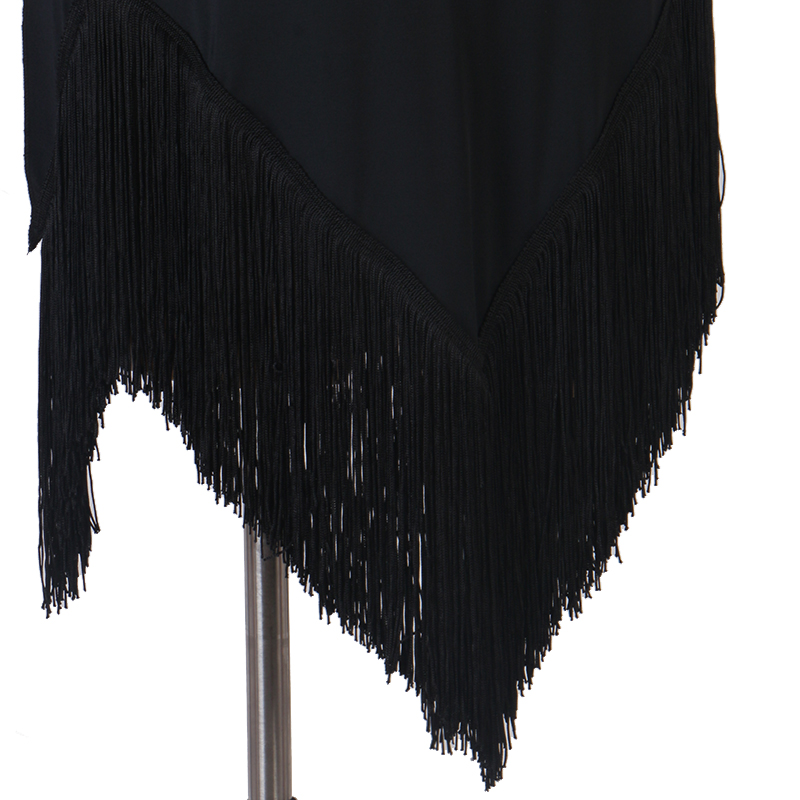 Gaun Dansa Latin Seksi Rumbai Kristal/Rhinestones Latihan Wanita Tanpa Lengan