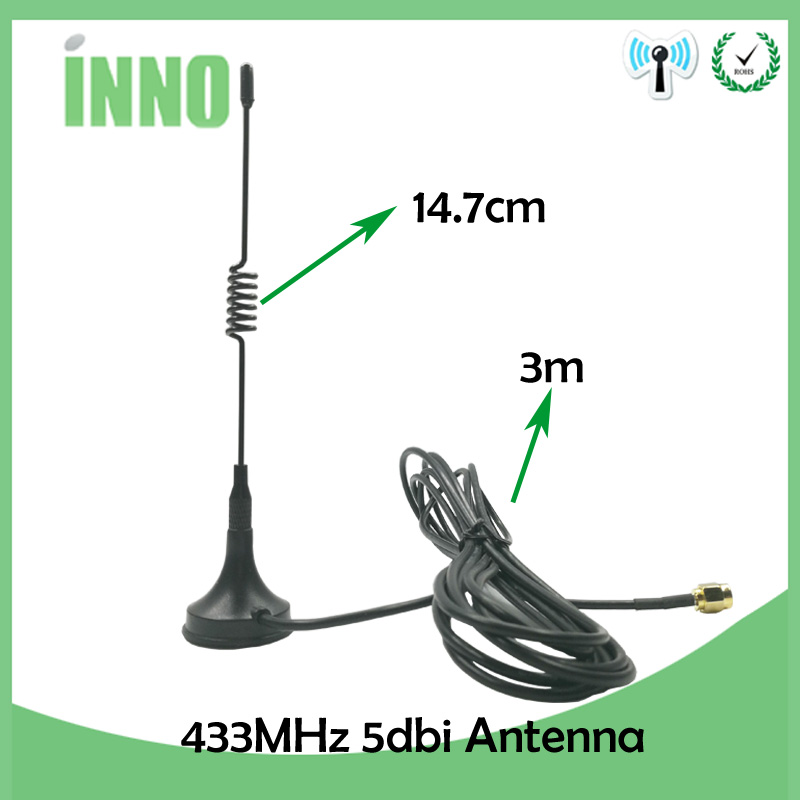 433 Mhz LORA Antenne lorawan 5dbi 433 IOT antena GSM SMA Stecker mit Magnetfuß für Amateurfunk Signal Wireless Repeater