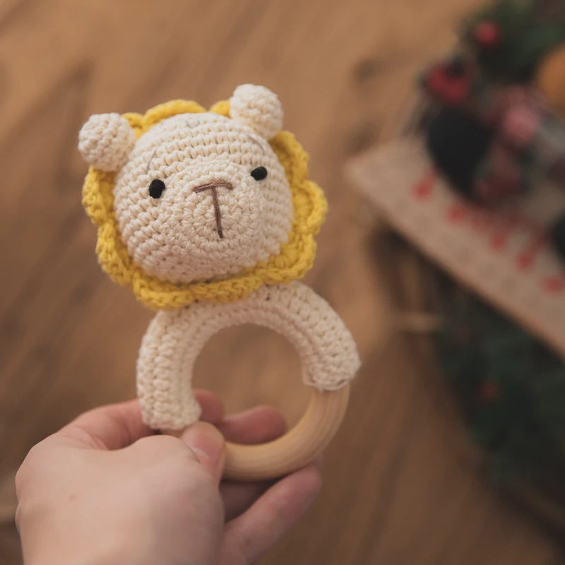 1Pc 아기 딸랑이 장난감 나무 Teether 크로 셰 뜨개질 패턴 딸랑이 토끼 사자 여우 BearToy 신생아 선물 아기 Teether 크로 셰 뜨개질 사용자 정의 이름