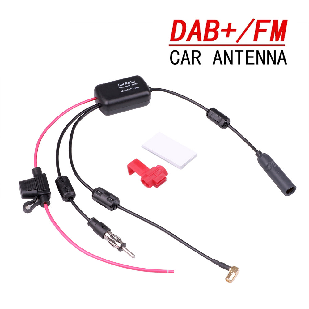 DAB + FM Antenna stereo per auto Adattatore cavo splitter aereo 12V Amplificatore di segnale radio Antenna Ripetitore di segnale FM/AM Accessori auto