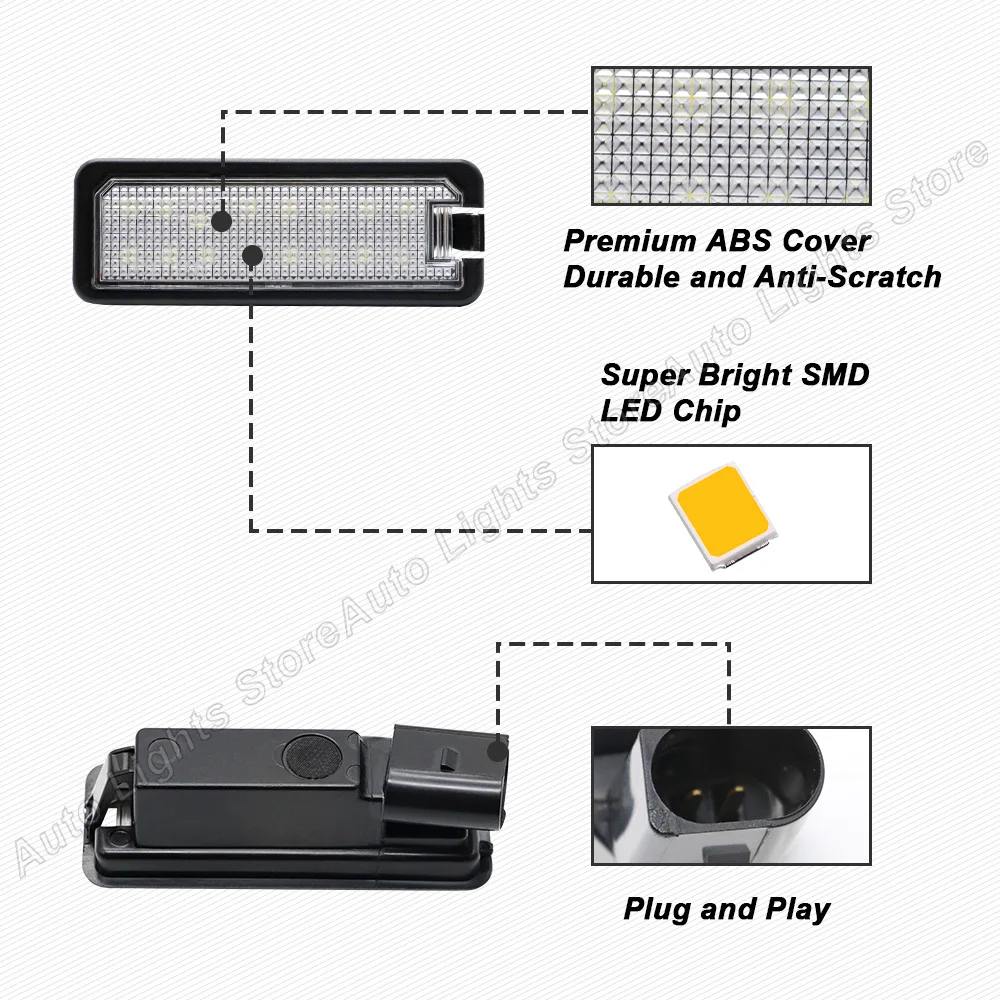 Para VW GTi Golf 4 5 6 7 MK4 MK5 MK6 MK7 Passat B7 CC EOS Scirocco Beetle 2 uds luces LED de matrícula con Canbus
