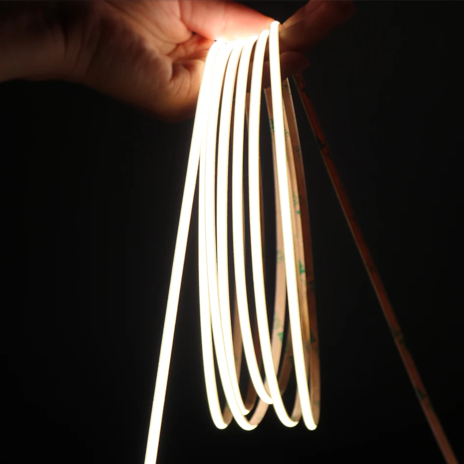 4Mm Siêu Mỏng COB Dây Đèn Cho Trang Trí Nhà 480 Đèn LED/M Mật Độ Cao Dẻo Ánh Sáng 12V 24V Trắng Ấm 4000K Mờ