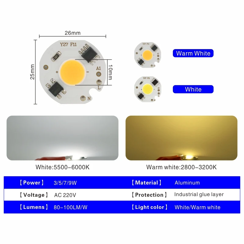 LED COB Chip Lampada 10W 20W 30W 50W 220V Smart IC Non C' È Bisogno di Driver LED lampadina 3W 5W 7W 9W per la Luce di Inondazione del Riflettore di Illuminazione Fai Da Te