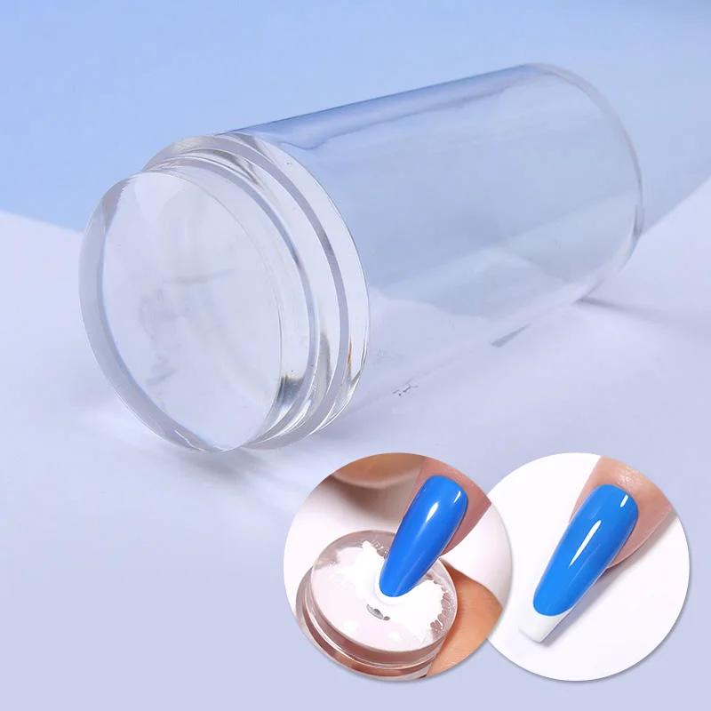 Sinh Đẹp Móng Tay Nghệ Thuật Tiêu Bản Clear Jelly Dẻo Silicone Stamper Enail Dập Tấm Nạo Có Nắp Trong Suốt Móng Stamper