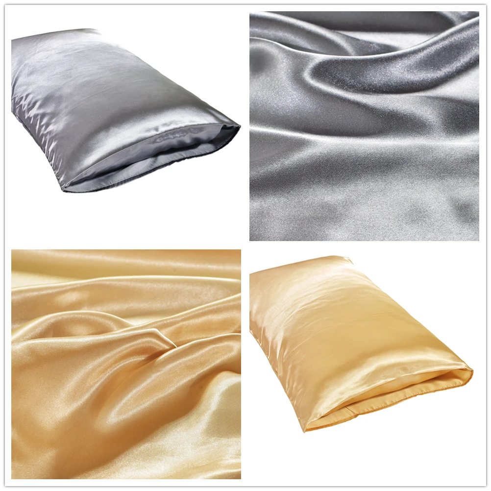 Funda de almohada de seda satinada Queen, funda de almohada, ropa de cama para el hogar, almohada suave, almohada rectangular, 1 ud.