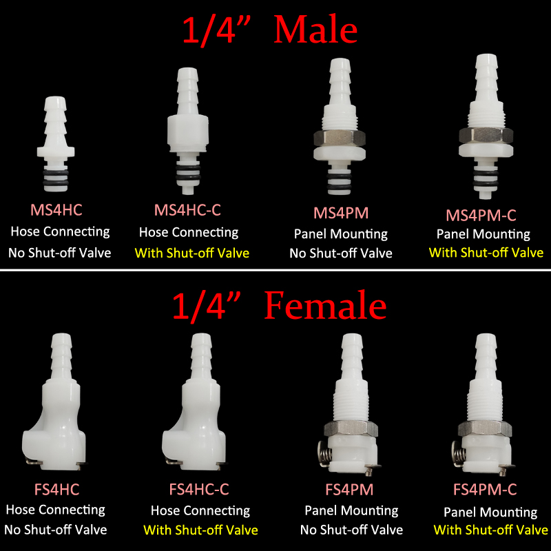 3/16 1/4 Hose Barb Valved quick Coupler disconnect fitting Coupling Male Female Quick Shut-Off Hose Joint Tube Connector