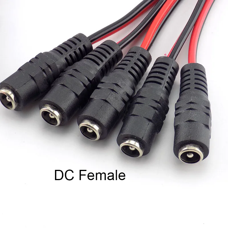 DC 12Vสายชายหญิงปลั๊กสายไฟสำหรับCCTV LED Strip Lightอะแดปเตอร์2.1*5.5มม.