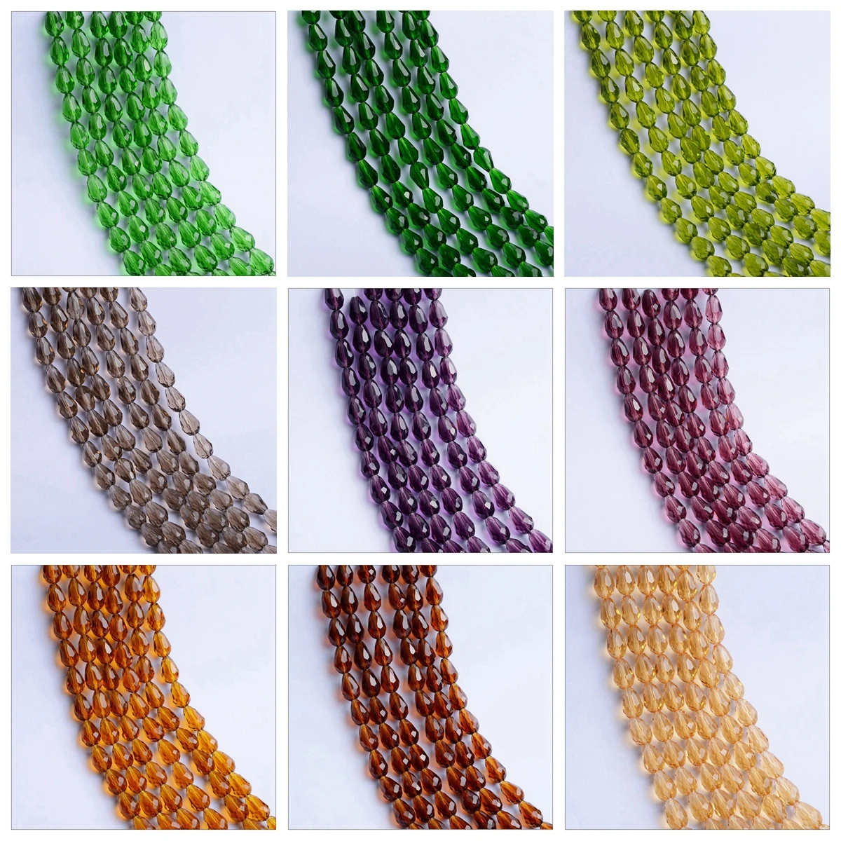 Teardrop Faceted แก้วคริสตัล 5x3 มม.8x6 มม.12x8 มม.15x10 มม.ลูกปัด Lot สําหรับเครื่องประดับทํา DIY ต่างหู