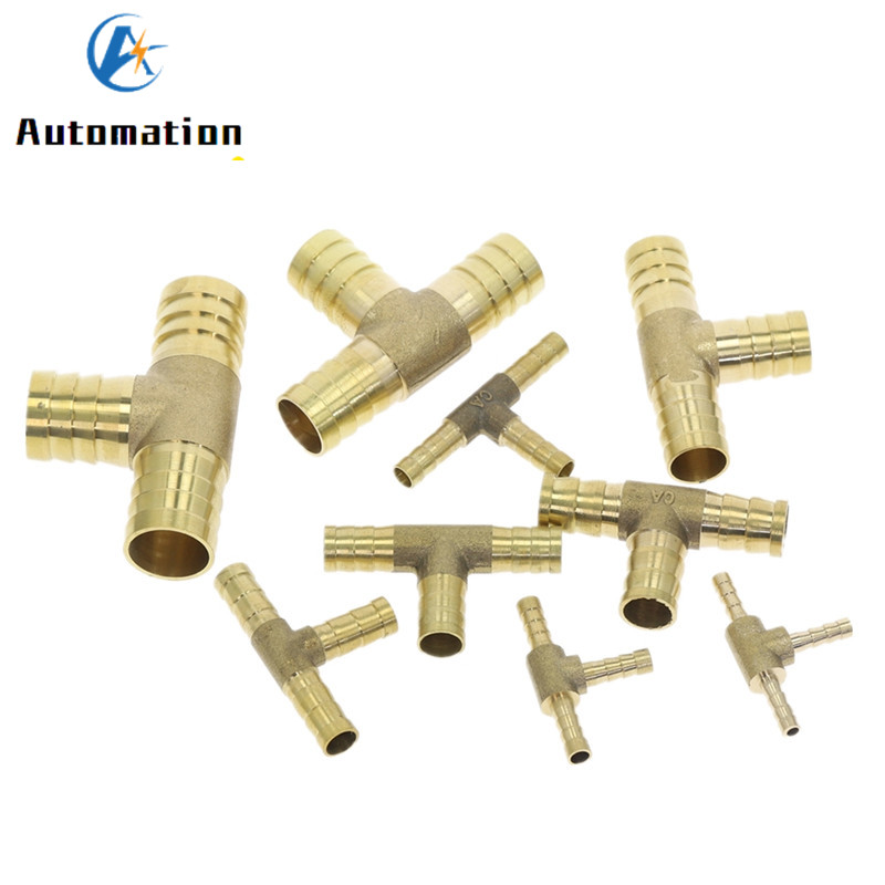 T-Shape Brass Barb Hose Fitting Tee 4mm 6mm 8mm 10mm 12mm 16mm 3 Way Hose Tube Barb Brass Barbed Coupling Connector Adapter