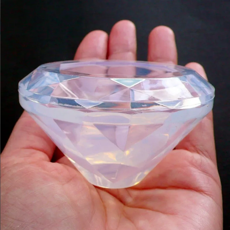 Molde grande de silicona con forma de diamante 3D, molde suave y transparente de resina UV, suministros para manualidades Kawaii, molde de silicona de alta calidad para joyería
