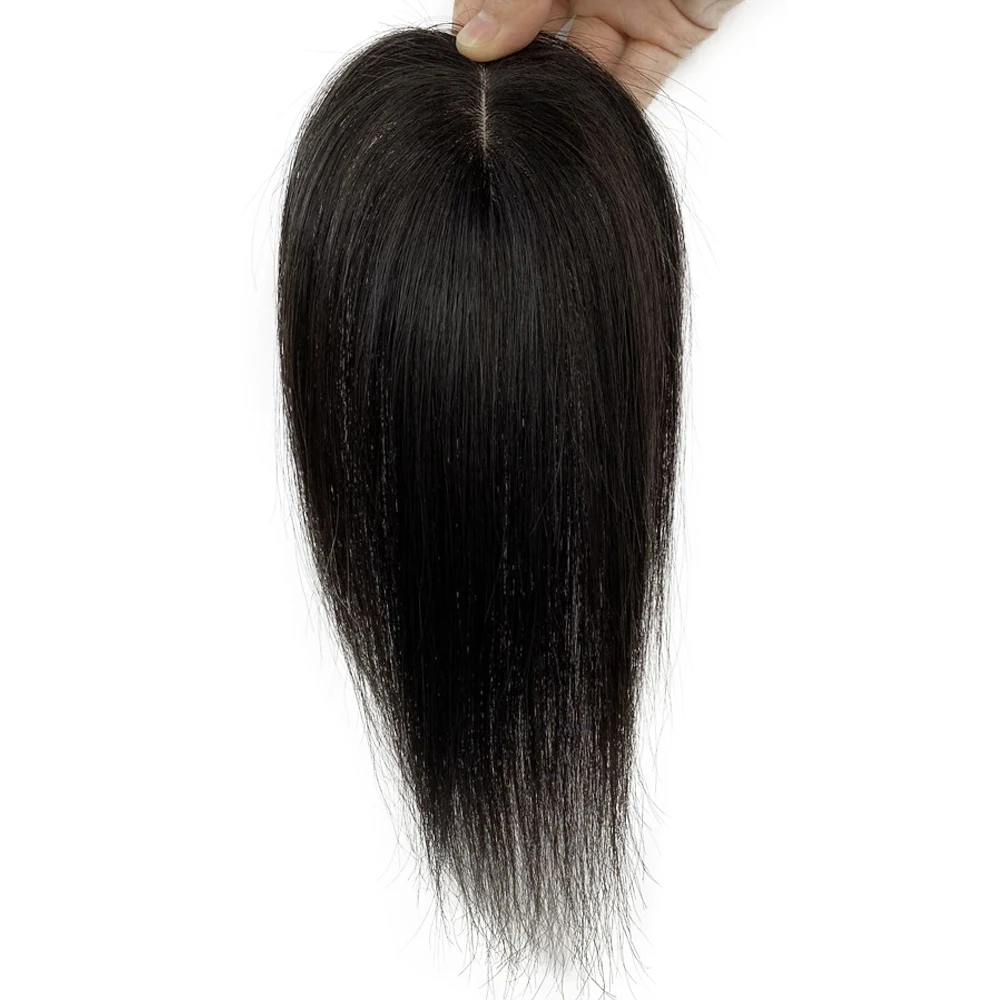 5X8CM Lụa Căn Cứ Trinh Nữ Tóc Mini Topper Nữ Toupee Với 2 Kẹp Tự Nhiên Da Đầu Da Một Phần Đầu Để Che Giấu balo Hoặc Tóc Trắng